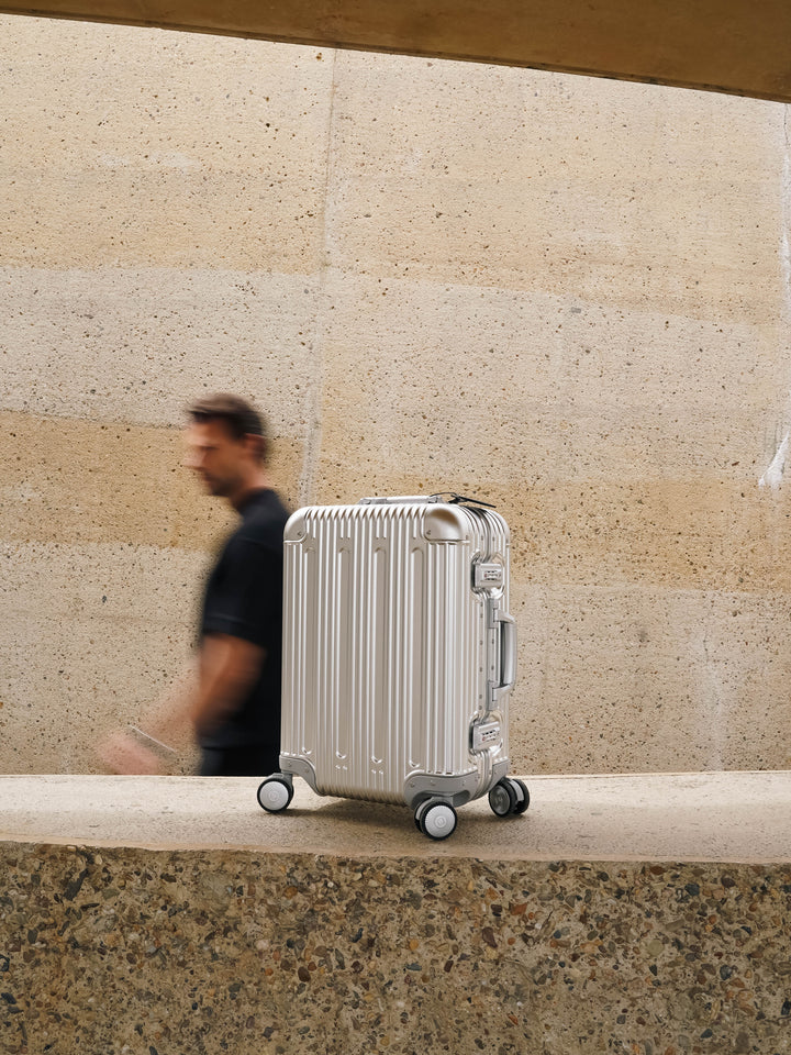 PREZOR aluminum suitcase in the mountains
